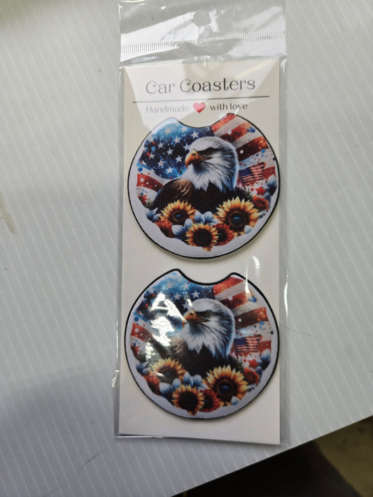 Car Coaster- Eagle USA FLAG