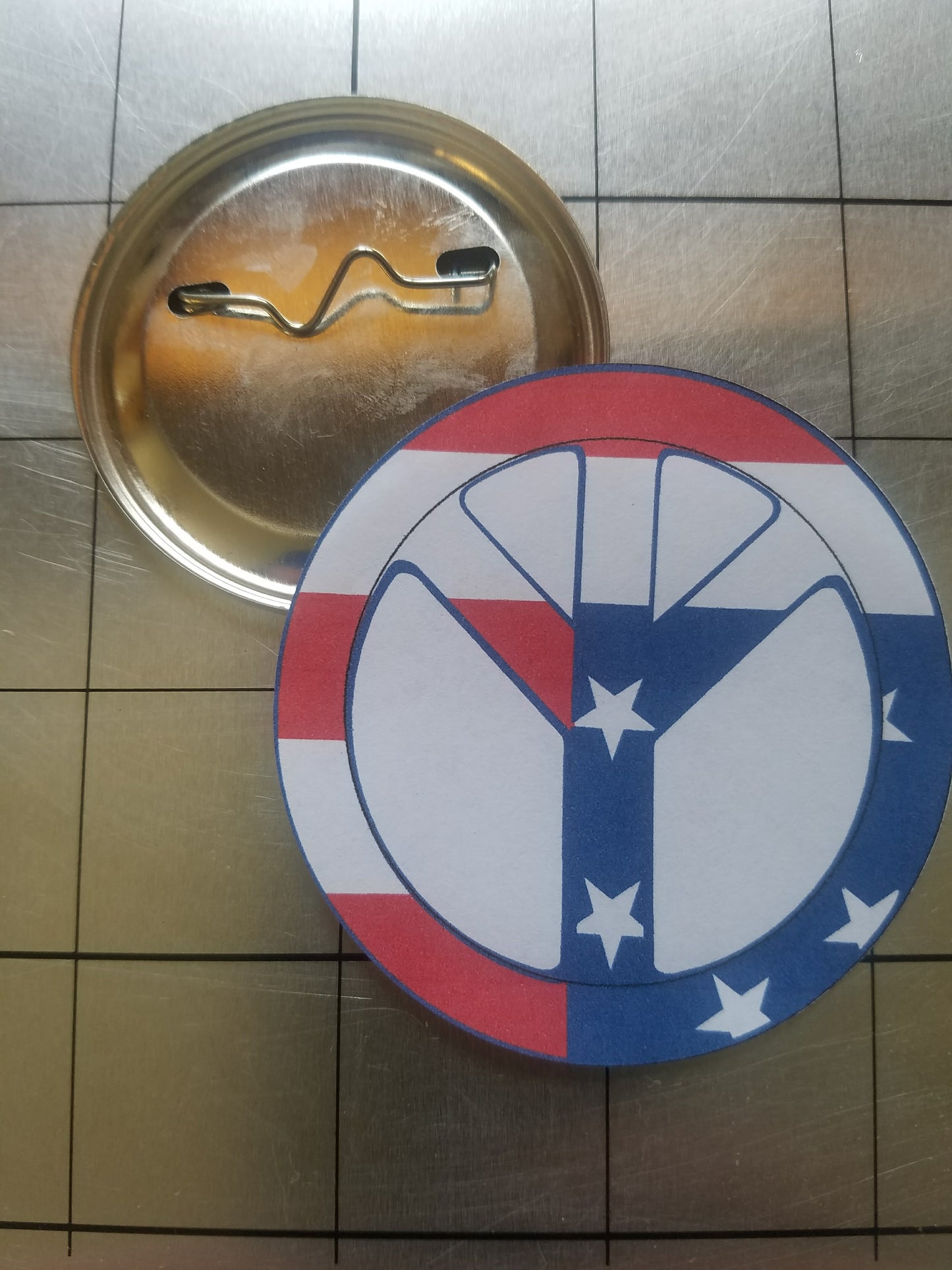 Peace Sign American Flag 2.25 Round Button