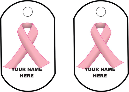 Pink Cancer Ribbon Dog tag with Free Chain add a name for free