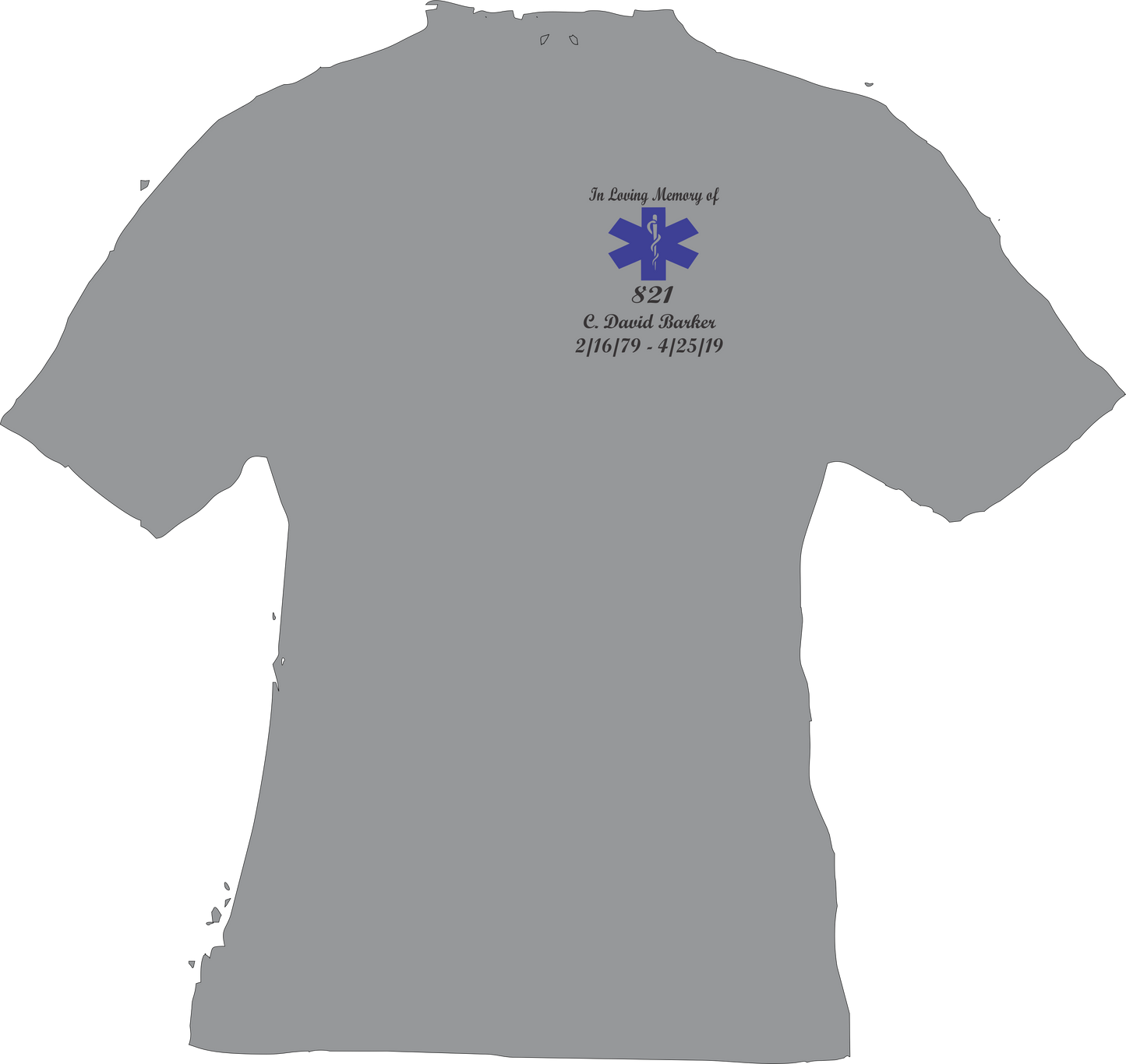 Dave Barker T shirt front