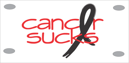 Cancer Sucks Black Ribbon License Plate