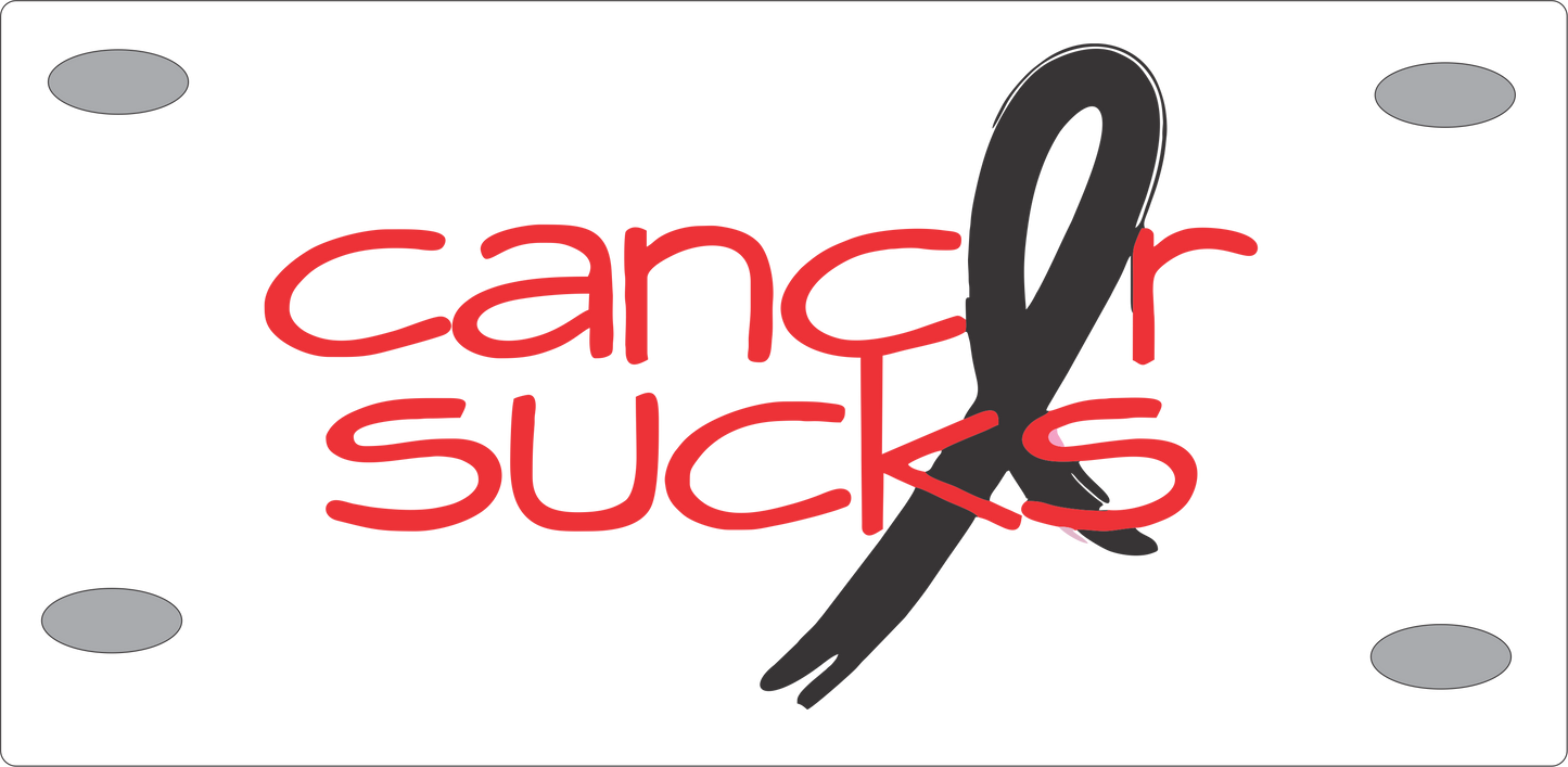Cancer Sucks Black Ribbon License Plate