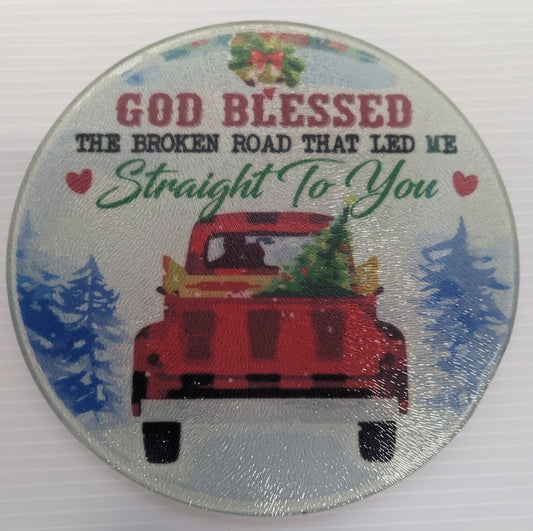 Cutting Board Round God Blessed