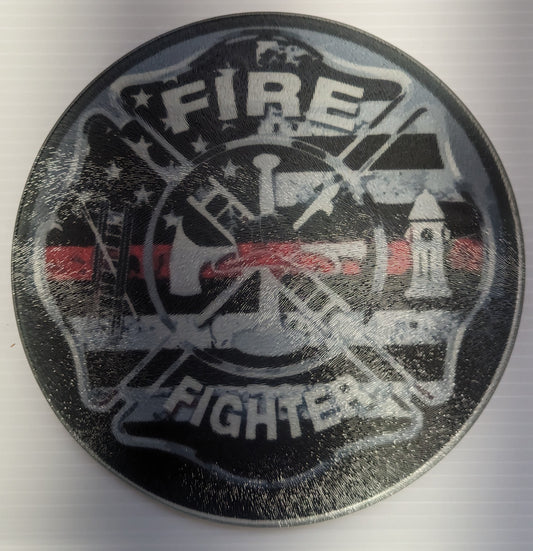 Firefighter Round Cutting Board
