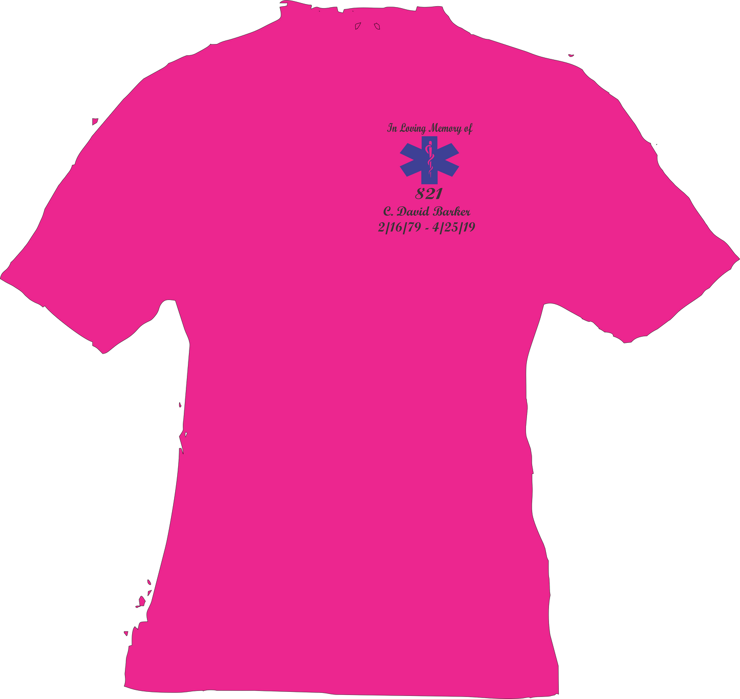 Dave Barker pink t shirt In loving memory of shirt short sleeve