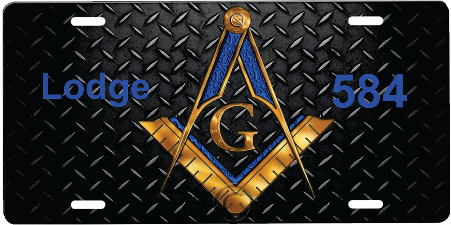 Free Mason Square and Compass Custom Made License Plate