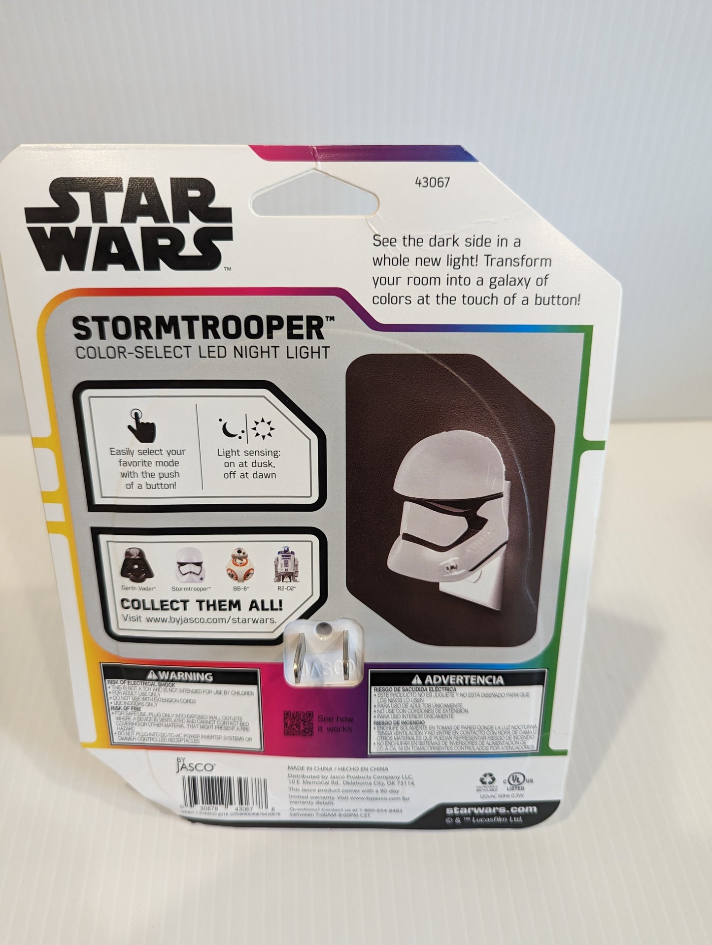 Disney Star Wars Stormtrooper Multi Color Select LED Night Light -New