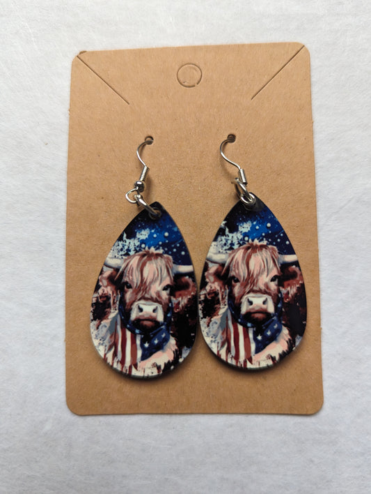 American Cow Earrings