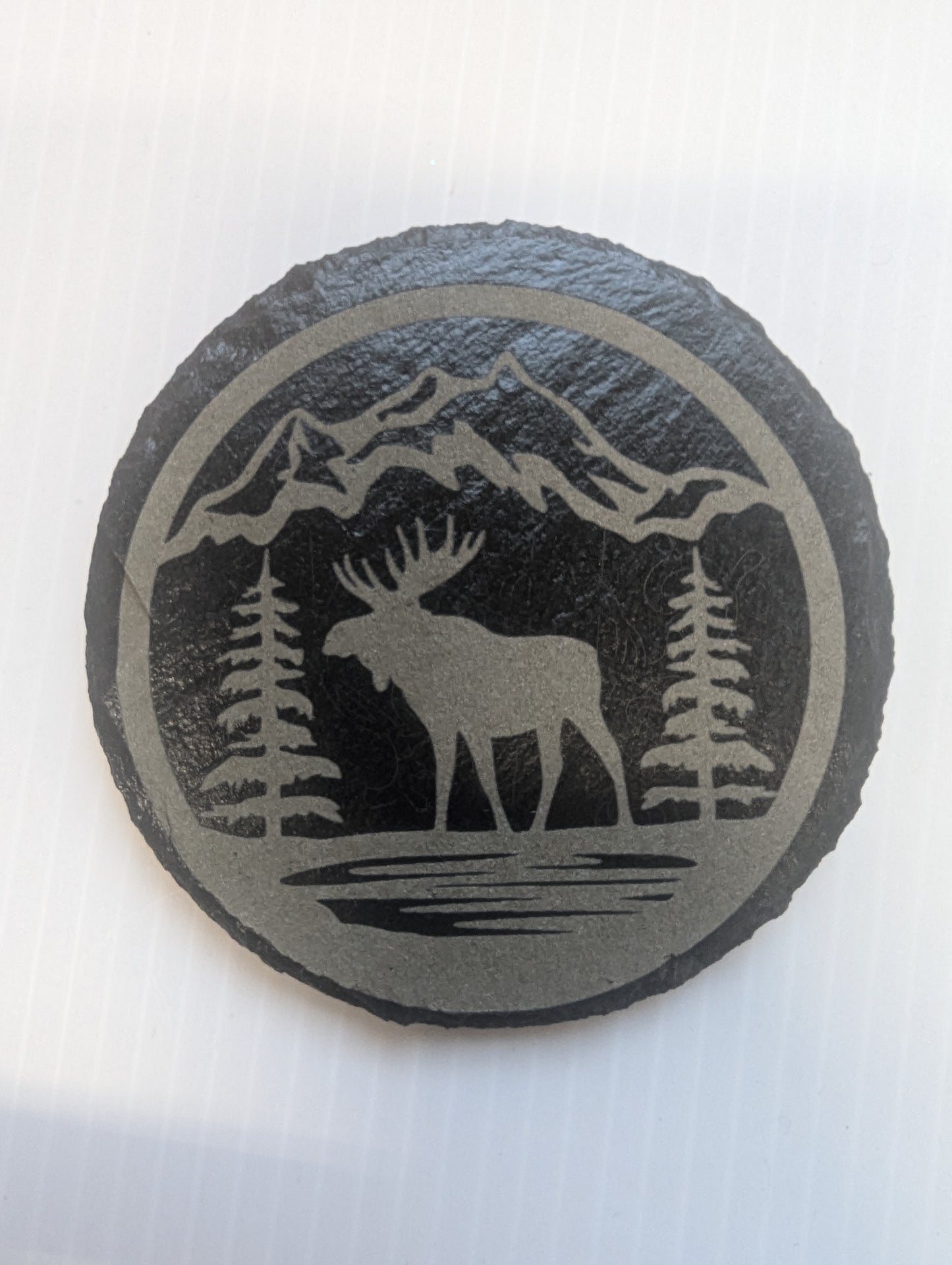 Moose Slate Coaster Mountain Trees