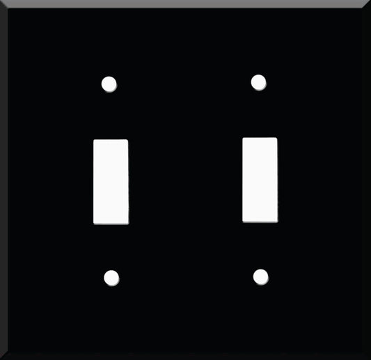 BLACK DOUBLE LIGHT SWITCH PLATE COVER