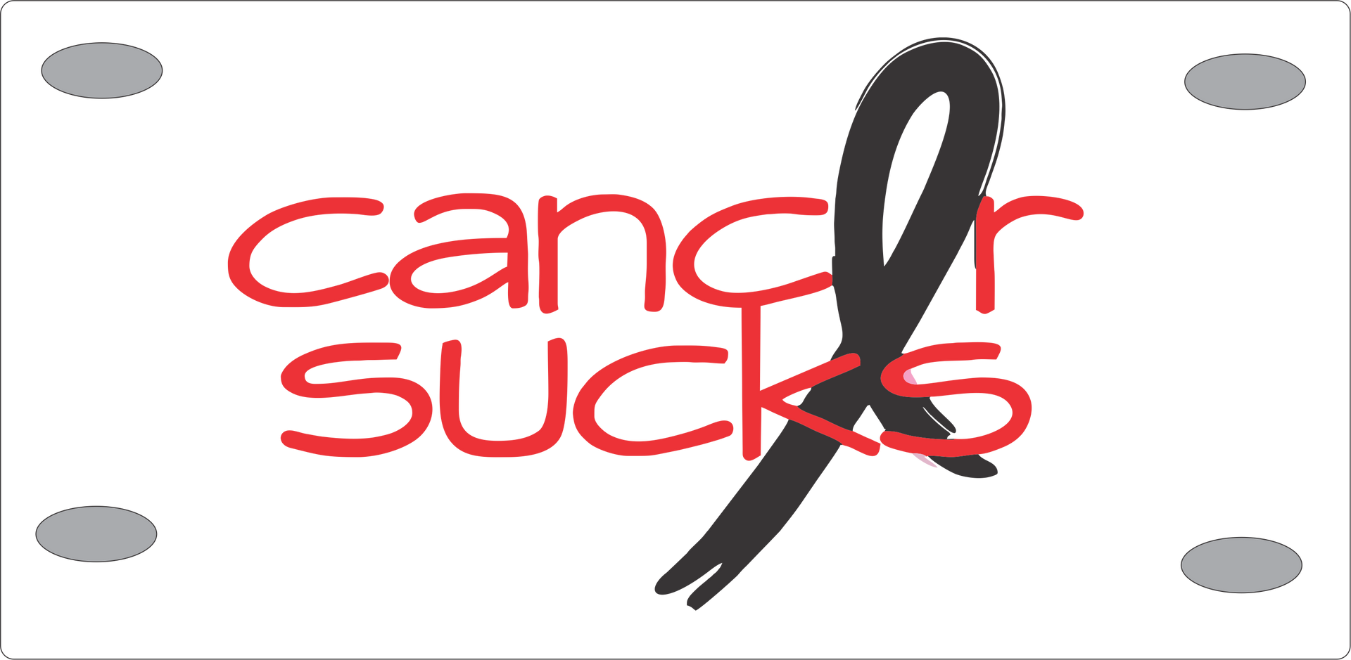 Cancer Sucks Black Ribbon License Plate