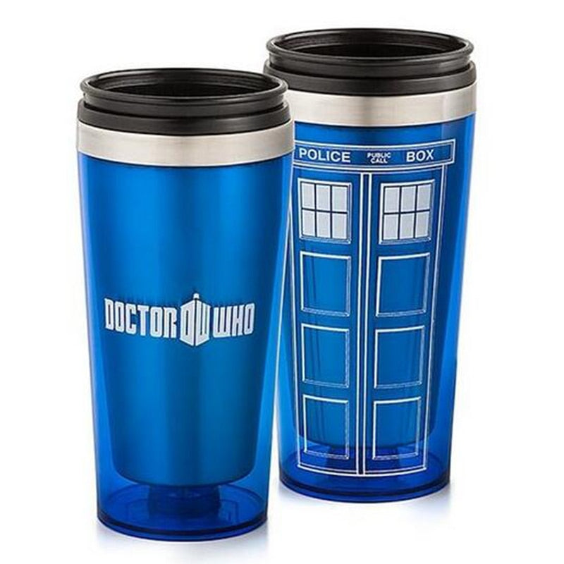Doctor Dr. Who Tardis Coffee Bottle With Lid Coffee Cup Stainless Steel Thermos Interior Bottles 450ml Creative Gifts Fast Post