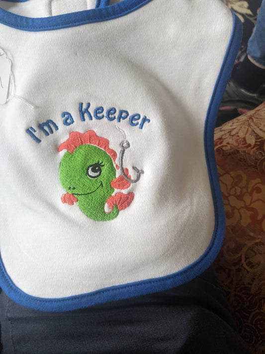 I'm A Keeper Baby Bib