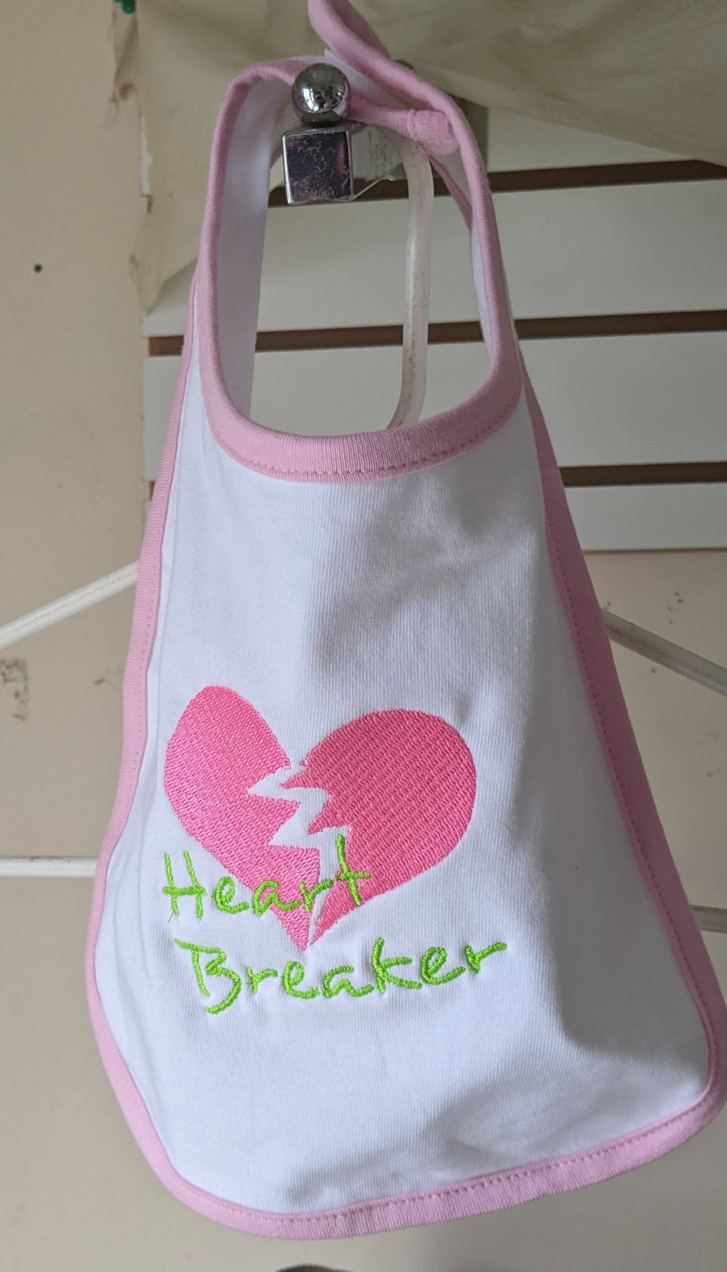 Pink Heart Breaker baby bib